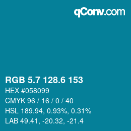 カラーコード: RGB 5.7 128.6 153 | qconv.com