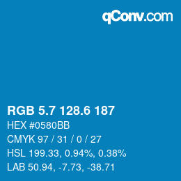 カラーコード: RGB 5.7 128.6 187 | qconv.com
