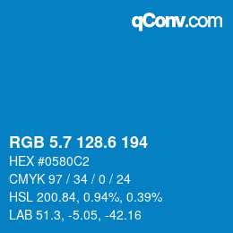 カラーコード: RGB 5.7 128.6 194 | qconv.com