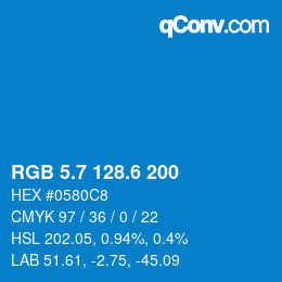 カラーコード: RGB 5.7 128.6 200 | qconv.com
