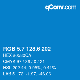 カラーコード: RGB 5.7 128.6 202 | qconv.com
