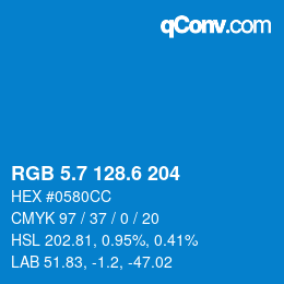 カラーコード: RGB 5.7 128.6 204 | qconv.com
