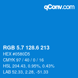 カラーコード: RGB 5.7 128.6 213 | qconv.com