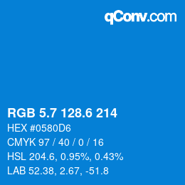 カラーコード: RGB 5.7 128.6 214 | qconv.com