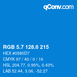 カラーコード: RGB 5.7 128.6 215 | qconv.com
