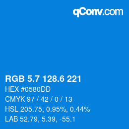 カラーコード: RGB 5.7 128.6 221 | qconv.com
