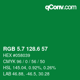 カラーコード: RGB 5.7 128.6 57 | qconv.com