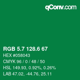 カラーコード: RGB 5.7 128.6 67 | qconv.com