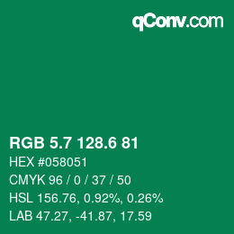 カラーコード: RGB 5.7 128.6 81 | qconv.com