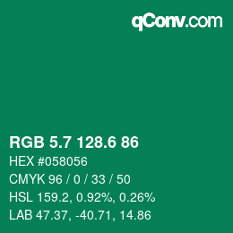 カラーコード: RGB 5.7 128.6 86 | qconv.com