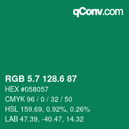 カラーコード: RGB 5.7 128.6 87 | qconv.com