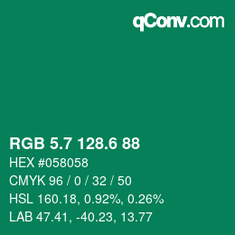 カラーコード: RGB 5.7 128.6 88 | qconv.com