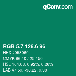カラーコード: RGB 5.7 128.6 96 | qconv.com