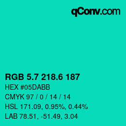 カラーコード: RGB 5.7 218.6 187 | qconv.com
