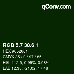 カラーコード: RGB 5.7 38.6 1 | qconv.com
