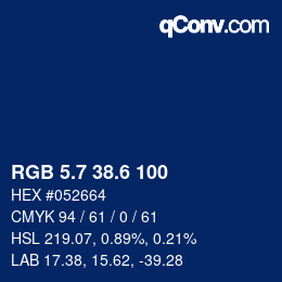 カラーコード: RGB 5.7 38.6 100 | qconv.com