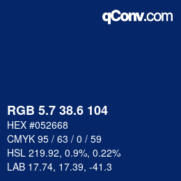 カラーコード: RGB 5.7 38.6 104 | qconv.com