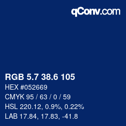 カラーコード: RGB 5.7 38.6 105 | qconv.com