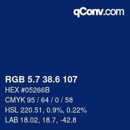 カラーコード: RGB 5.7 38.6 107 | qconv.com