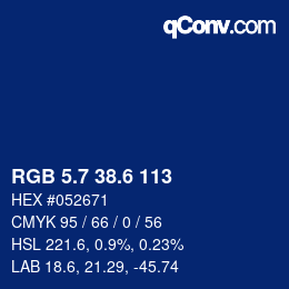 カラーコード: RGB 5.7 38.6 113 | qconv.com