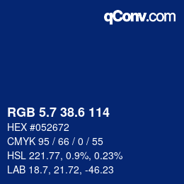 カラーコード: RGB 5.7 38.6 114 | qconv.com