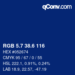 カラーコード: RGB 5.7 38.6 116 | qconv.com