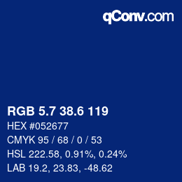 カラーコード: RGB 5.7 38.6 119 | qconv.com