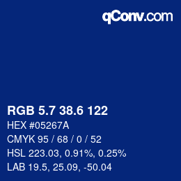 カラーコード: RGB 5.7 38.6 122 | qconv.com