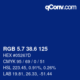 カラーコード: RGB 5.7 38.6 125 | qconv.com