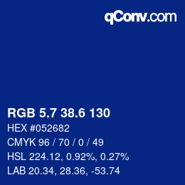 カラーコード: RGB 5.7 38.6 130 | qconv.com