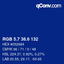 カラーコード: RGB 5.7 38.6 132 | qconv.com