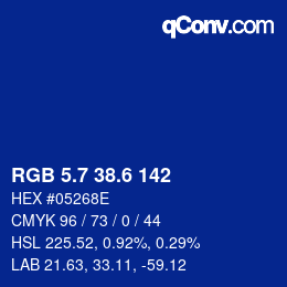 カラーコード: RGB 5.7 38.6 142 | qconv.com