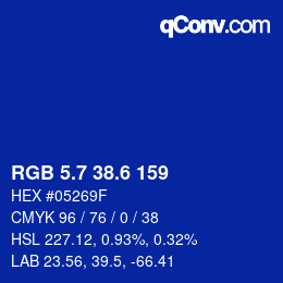カラーコード: RGB 5.7 38.6 159 | qconv.com