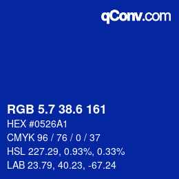 カラーコード: RGB 5.7 38.6 161 | qconv.com