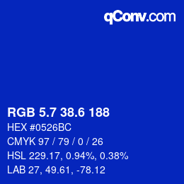 カラーコード: RGB 5.7 38.6 188 | qconv.com