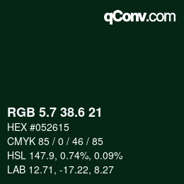 カラーコード: RGB 5.7 38.6 21 | qconv.com
