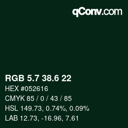 カラーコード: RGB 5.7 38.6 22 | qconv.com