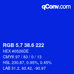 カラーコード: RGB 5.7 38.6 222 | qconv.com
