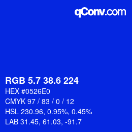 カラーコード: RGB 5.7 38.6 224 | qconv.com