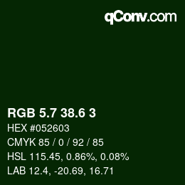 カラーコード: RGB 5.7 38.6 3 | qconv.com