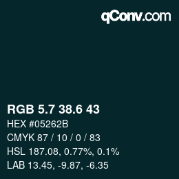 カラーコード: RGB 5.7 38.6 43 | qconv.com