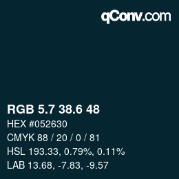 カラーコード: RGB 5.7 38.6 48 | qconv.com