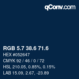 カラーコード: RGB 5.7 38.6 71.6 | qconv.com