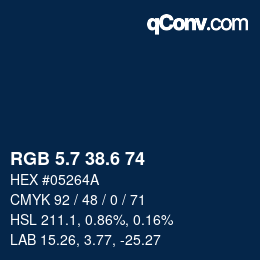 カラーコード: RGB 5.7 38.6 74 | qconv.com