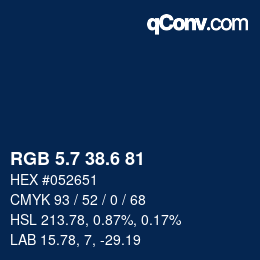 カラーコード: RGB 5.7 38.6 81 | qconv.com