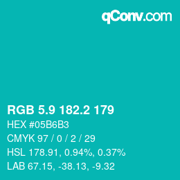 Color code: RGB 5.9 182.2 179 | qconv.com