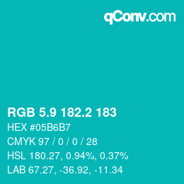 カラーコード: RGB 5.9 182.2 183 | qconv.com