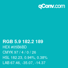 Color code: RGB 5.9 182.2 189 | qconv.com