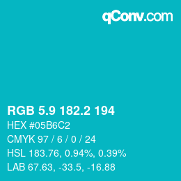 Farbcode: RGB 5.9 182.2 194 | qconv.com