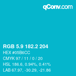 カラーコード: RGB 5.9 182.2 204 | qconv.com